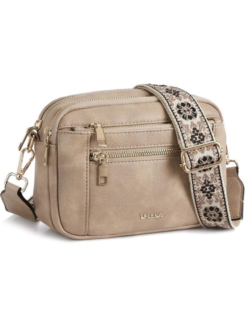 Telena Women light Brown Vegan Leather Shoulder Handbags With Adjustable Strap